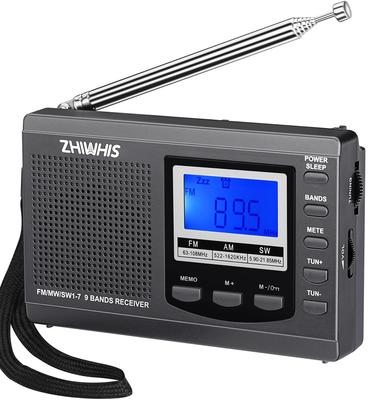 ZHIWHIS Portable Radio - FM/AM/SW Wide FM Compatible, High-Sensitivity Clock, Emergency Radio, Battery Operated, Timer/Alarm Clock/Digital Clock/Key L