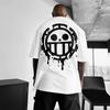 Trafalgaro ONE PIECE Anime Personality Printing Heavy Cotton T-Shirt Plus Size Cartoon Men's and Women's Short Sleeves