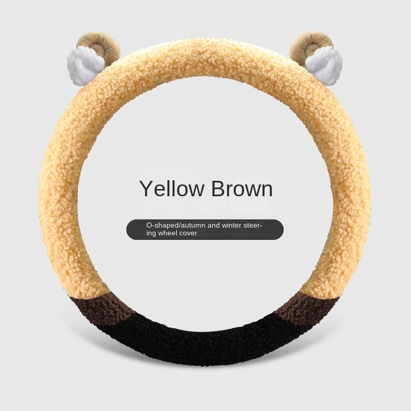 Autumn Winter Plush Steering Wheel Cover Car Warm Steering Wheel Cover Cartoon Warm Cute Car Steering Wheel Cover Cute Deer Horn