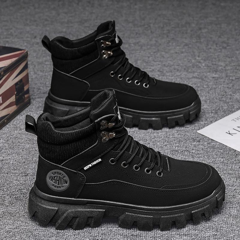 Men's Shoes Autumn Non-slip and Wear-resistant Outdoor Work High-top Outdoor Tooling Shoes Yellow New Men's Sports Martin Boots