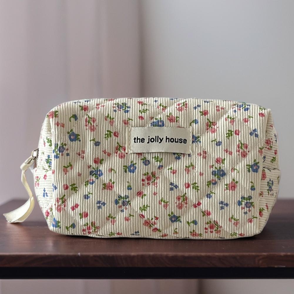 

Цветочная вельветовая косметичка-органайзер для хранения с застежкой-молнией, косметичка-органайзер, симпатичная сумка для ухода за кожей для женщин и девочек