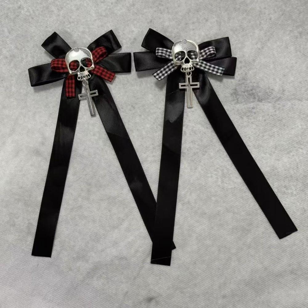 Cross Decorative Bow Skull Side Clip Y2K Hair Accessories Dark Ponytail Braid Hair Clip  Party
