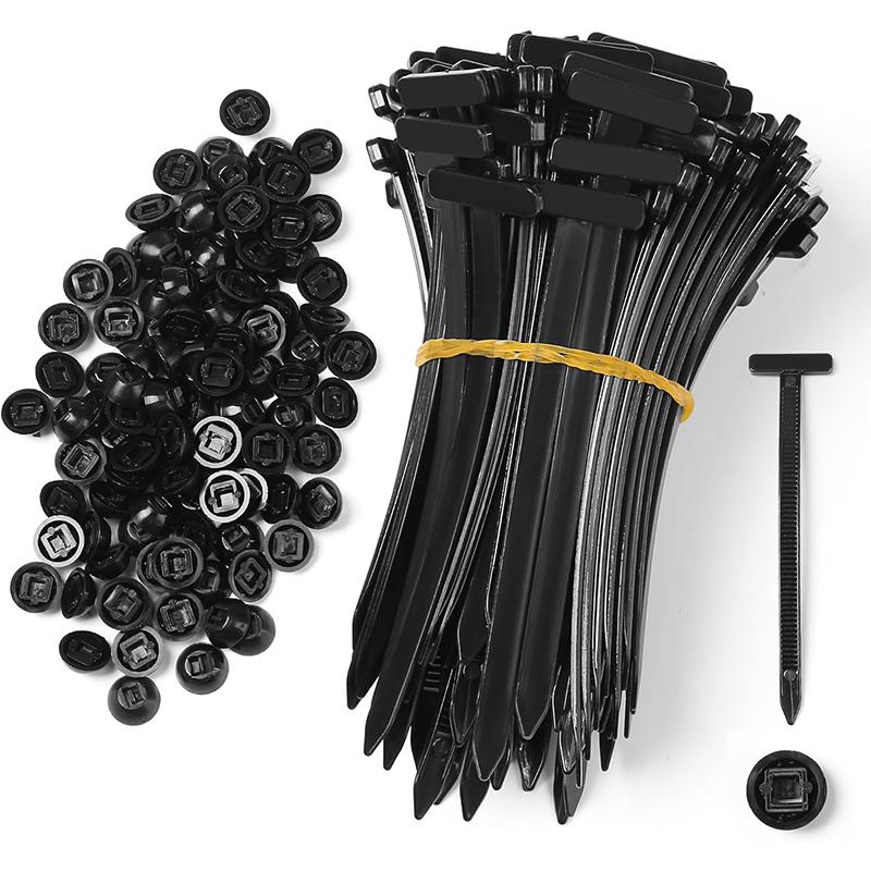 100 Stück Nylon Universal-Kabelbinder-Schnalle Neue T-förmige Multifunktionale Nylon-Kabelbinder mit Knopf-Design Kunststoff-Kabelbefestigungswerkzeuge