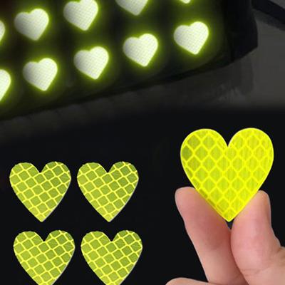 12 Pcs Heart Shape Auto Safety Warning Mark Reflective Tape Motorcycle Bike Reflective Car Stickers Exterior Door Trunk Decor