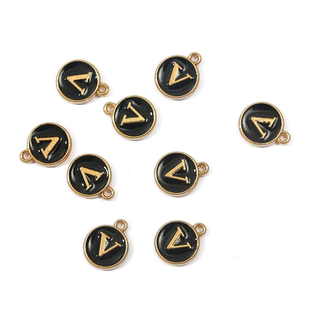 10Pcs 12x2.5mm Alphabet Double Face Charms Pendant Beads for Jewelry DIY Findings