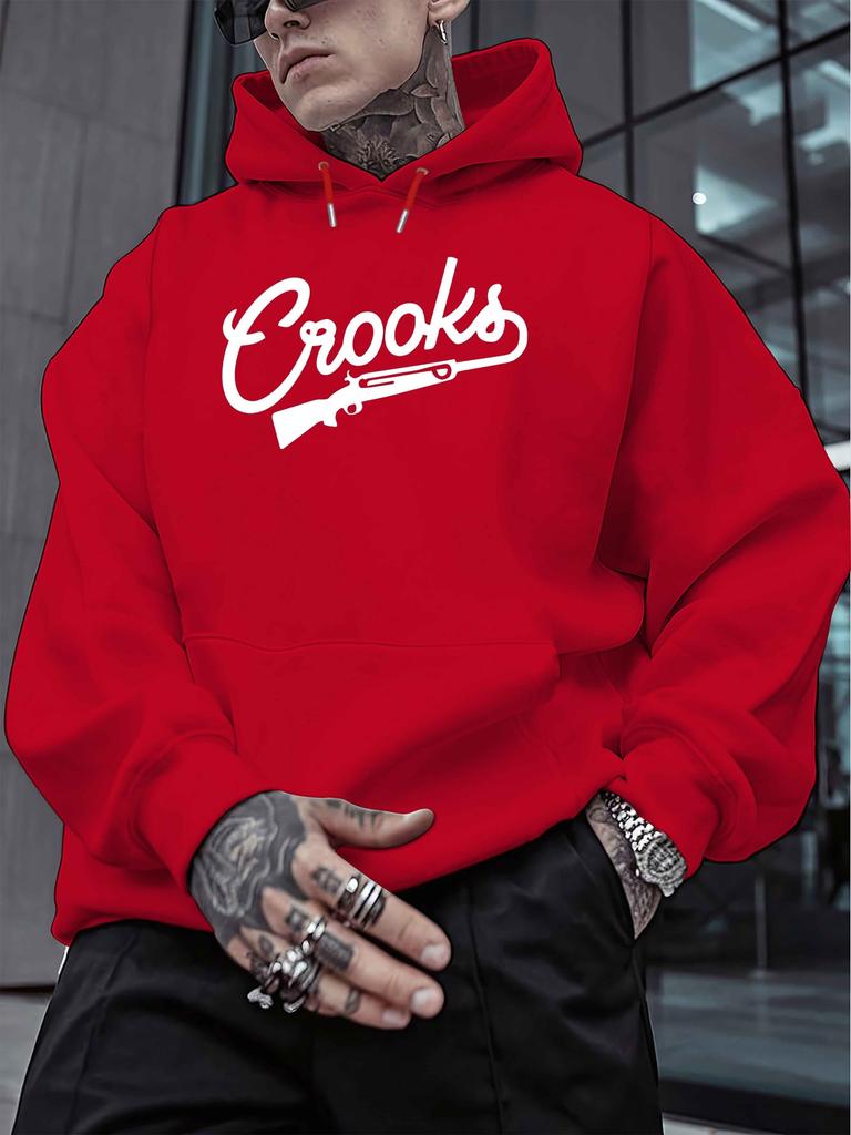 Man Guy Gun New Fashionable Men'S Printed Autumn And Winter Velvet Sweatshirts Versatile Spring And Autumn Oversized Hooded