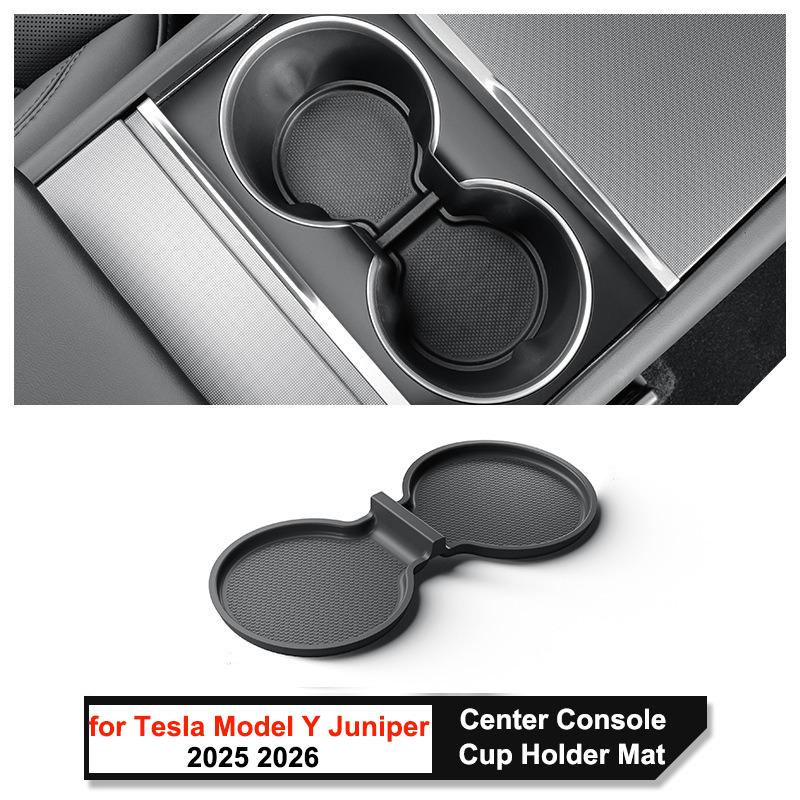 Car Cup Holder Mat for Tesla New Model Y Juniper Launch 2026 Bottle Cup Insert Protector Cushion Interior Accessories 2025 Parts