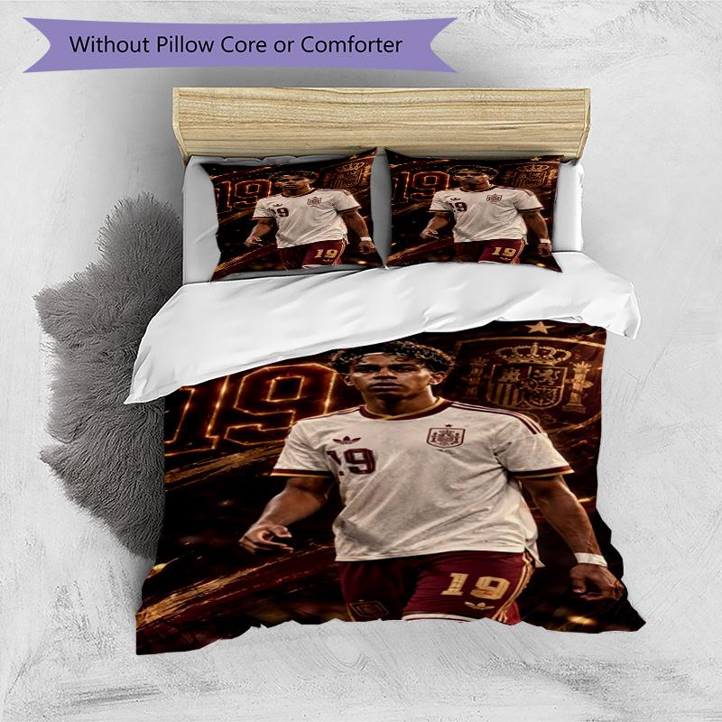 Lamine Yamal Barcelona Jubiläums Bettwäsche Set, Weiche Bettwäsche für Schlafzimmer Heimdekoration, Perfektes Geschenk für Fußballfans, Atmungsaktiver Bettbezug mit P
