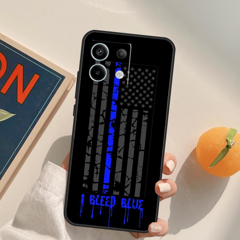 Police Thin Blue Line Flag Funda For Xiaomi Redmi Note 14 Pro 9 10 11 12 13 Pro 10S 11S 12S Redmi 10C 12C 13C 14C Case