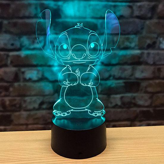 3D Cartoon Stitch Night Light Touch Switch 7 Color Change LED Desk Lamp Gift