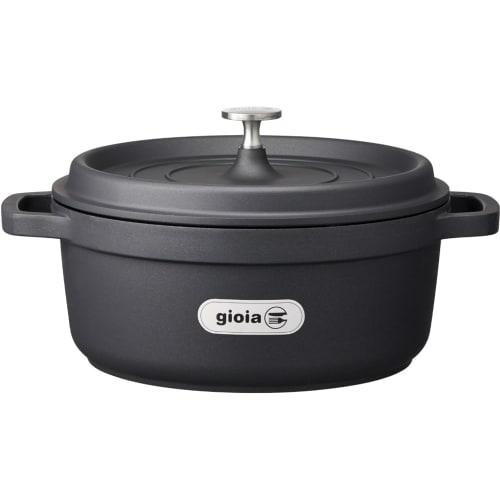 Mannen Gioia 24cm Induction Cooktop Casserole with Lid, Ideal for Stewing and Curry, Black, XC-24BK