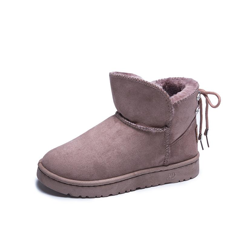 

Haoyang snow boots women s short tube 2025 winter short boots lace-up cotton shoes fleece short boots tide low heel fleece thicker 38