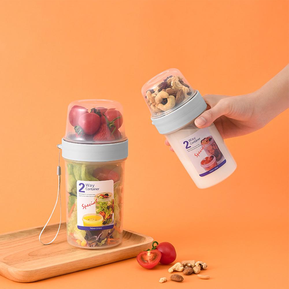 2Layer Yogurt Salad Sealed Box Portable Lunch Bowl For Cereals Snack Sealed Jars Fruit BentoTuppers Food Nut Yogurt Bowl Cup 1PC