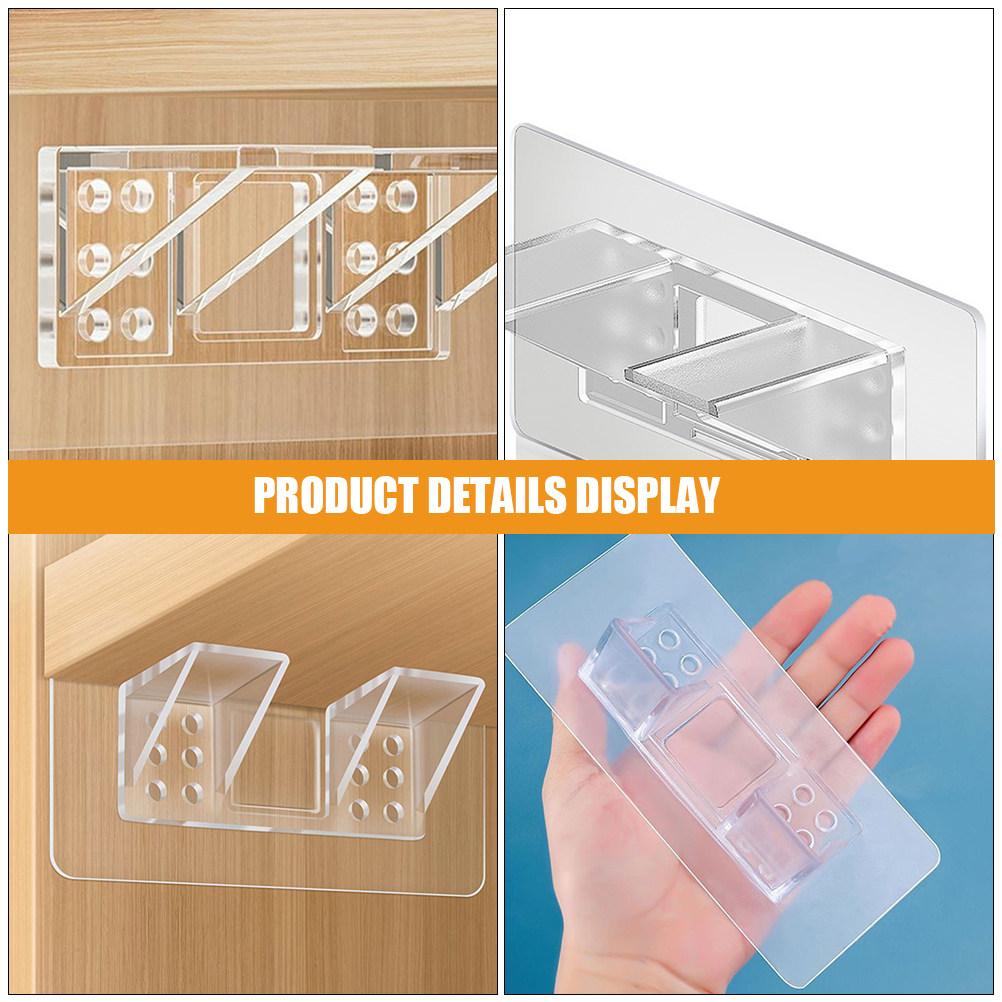 10Pcs Double Row Adhesive Shelf Brackets Reinforced Self Adhesive Shelf Supports for Kitchen Cabinet Wardrobe Book Closet