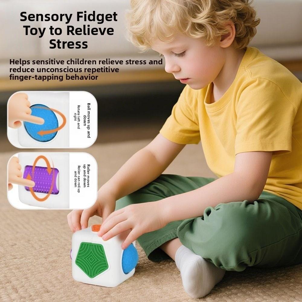 3D Stereoscopic Sensory Hexahedron Geometry Multi-faceted Fingertip Roller Sensory Cube  Kids Toy