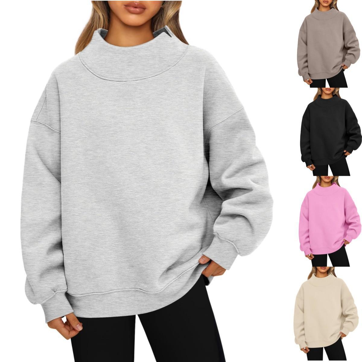 

Women s Sweatshirt Long-sleeved Turtleneck Pullover Sweatshirt Casual Sweatshirt Plus Fleece Top XXL