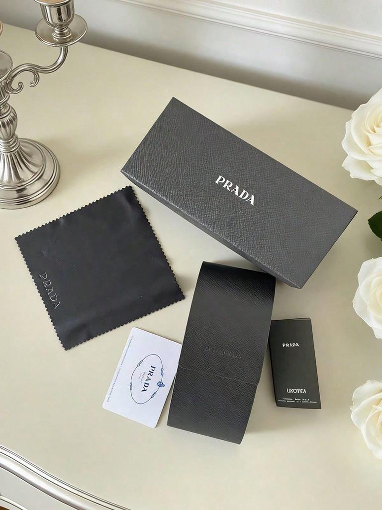 Prada Schwarzes PU-Leder Brillenetui