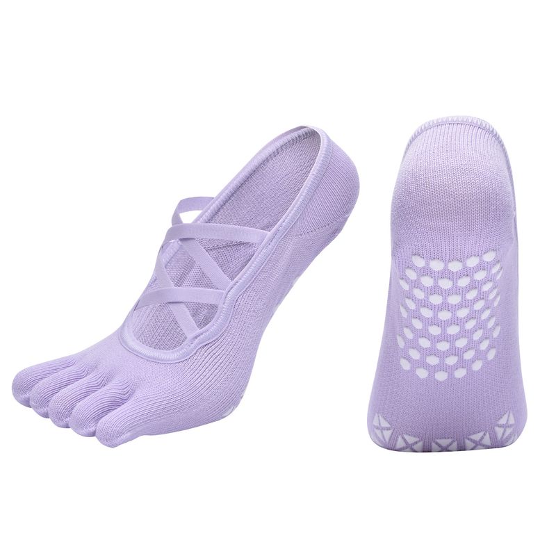 

Носки для йоги с пятью пальцами, носки для занятий спортом в помещении, танцев, фитнесом, носки для взрослых для йоги с нескользящей подошвой, носки для пилатеса W6-light purple