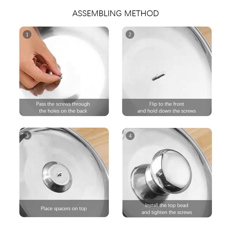 30/32/34/38cm Stainless Steel Wok Lid Universal Pot Lid Household Frying Pan Cover Cookware Replacement Parts Kitchen Tool
