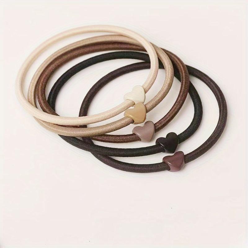 5pcs Simple And Fashionable,Soft Thin Hair Band,Small Heart Shape,Elegant High Ponytail,High Elasticity,Hair Tie Hair Accessory