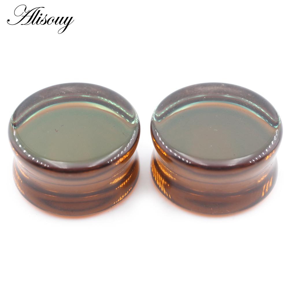 Alisouy 1PC 6mm-30mm Runde Glas Frauen Männer Ohr Stecker Tunnel Messgeräte Keil Expander Extender Ohrringe piercing Körper Schmuck