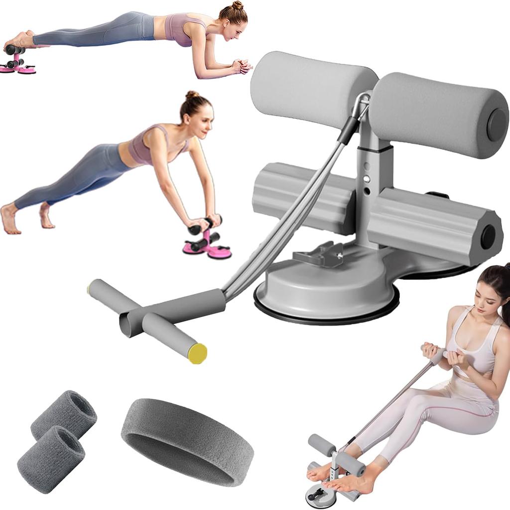 Ab Training Auxiliary Device, Portable Sit Up Exercise Equipment with 2 Strong Suction Cups and Adjustable Foot Holder