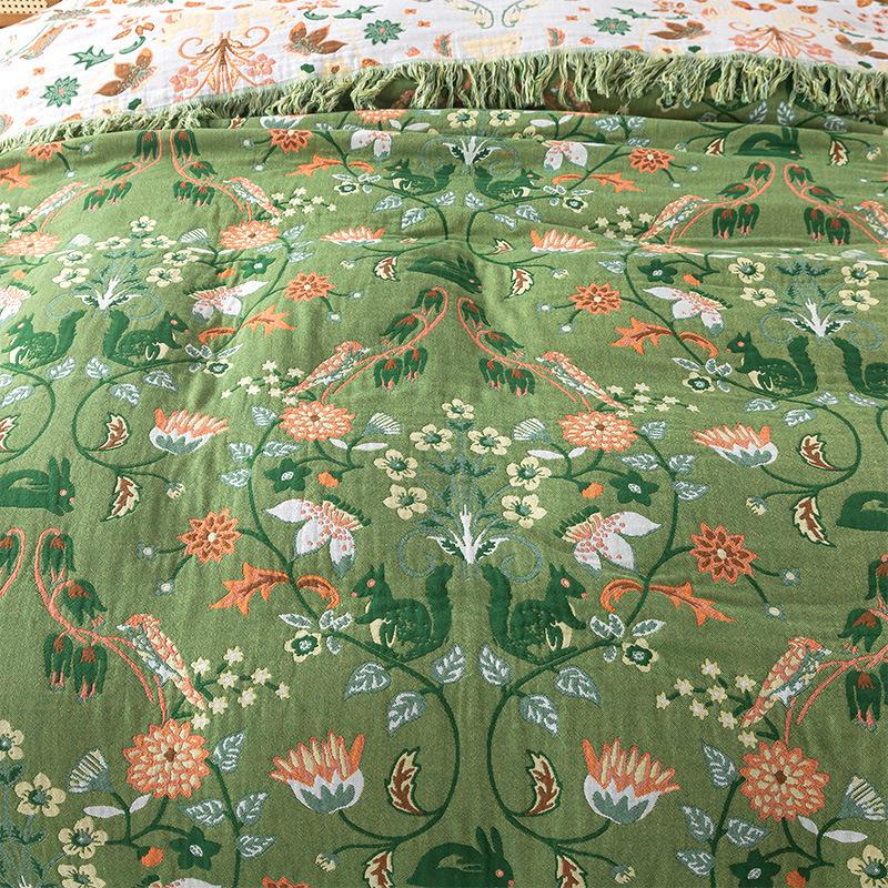 Double-Sided Green & White Wizard of Oz Pure Cotton Gauze Blanket Sofa Towel