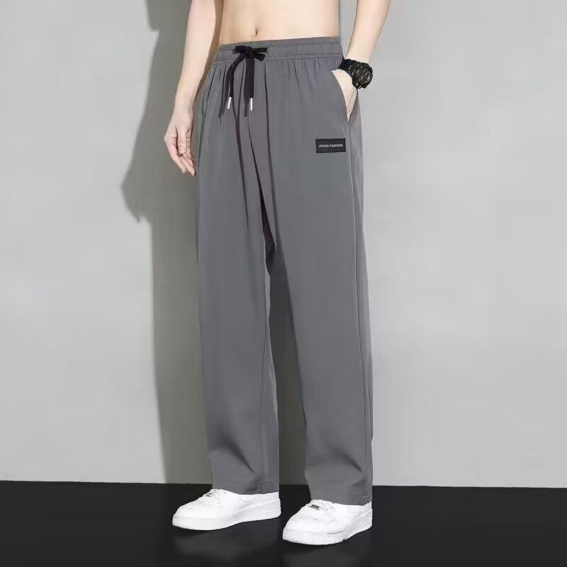 Herren Sommer Eis Seide Locker Gerade Hosen, Koreanischer Stil, Trendy und Vielseitig.