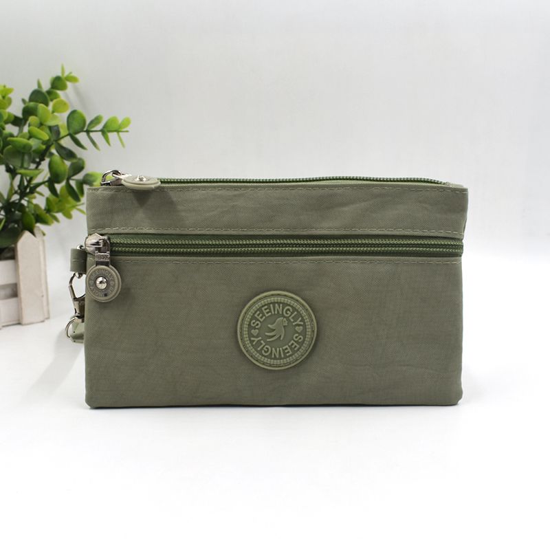 

Модная минималистичная тканевая сумка для мобильного телефона, тонкий двухслойный кошелек на молнии для монет для девочек, горизонтальная, легче всего сочетается с сумочкой, маленькая сумка Greyish green