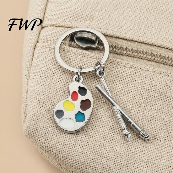 Keychain For Painters 2PCS Palette with Metal Chain Buckle Keyring Easy Carry Durable Alloy Art Lover Gift Artistic Shape Key Holder for Lovers