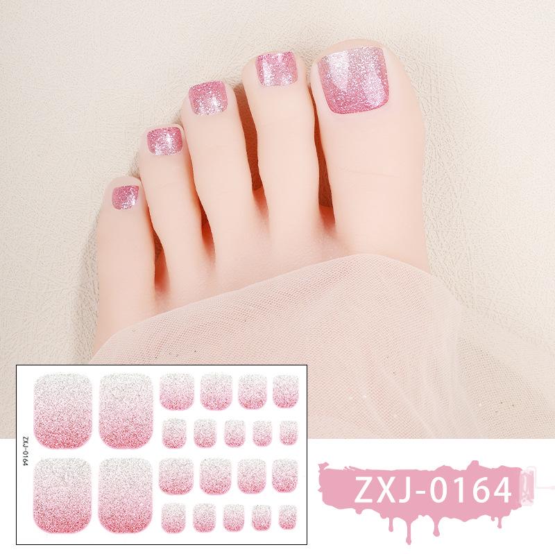 Y2K Glitter Toe Nail Stickers - Waterproof Solid Color for Summer Nail Art
