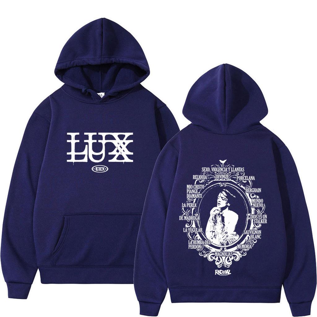 Singer Rosalia Lux Tour Print Hoodie Men Women Fashion Pullover Long Sleeves Oversized Vintage Loose Sweatshirts
