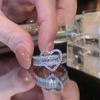 Kpop Pink Zircon Heart Open Ring For Women Girls Luxury Blue Opal Heart Couple Finger Rings Wedding Y2K Jewelry