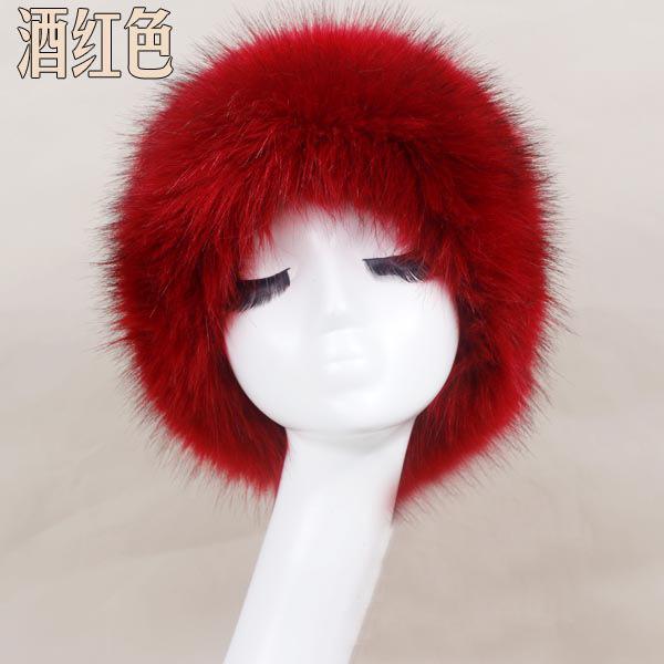 Imitation fox fur round flat top imitation fur hat thickened autumn and winter fluff Russian Mongolian hat thermal ear protection hat