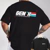 GEN X THE TRUE FAFO GENERATION Graphic Motorcycle Double-Sided Print T-Shirt Summer Men Short S