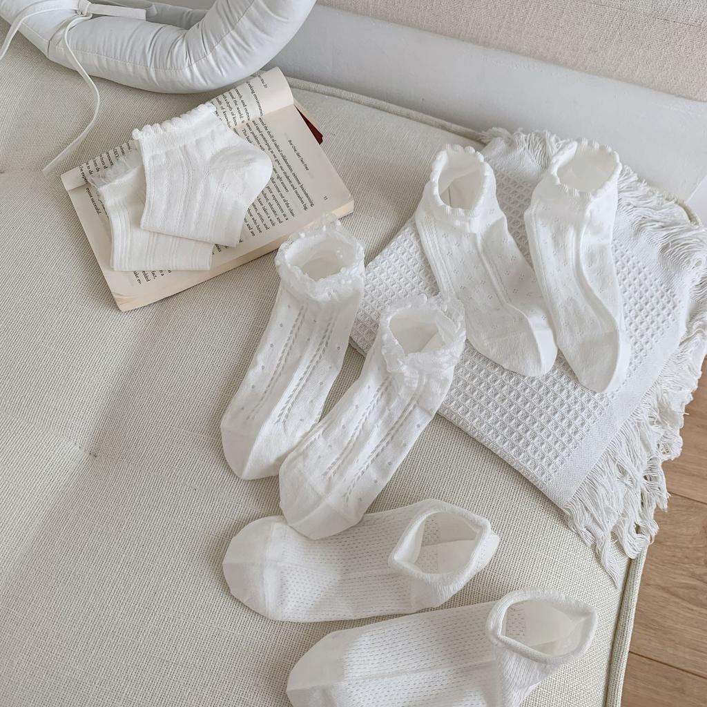 Small White Socks, Thin Socks, Hollow Mesh Socks, Breathable And Sweat-Absorbing Cotton Socks, Summer Versatile Boat Socks