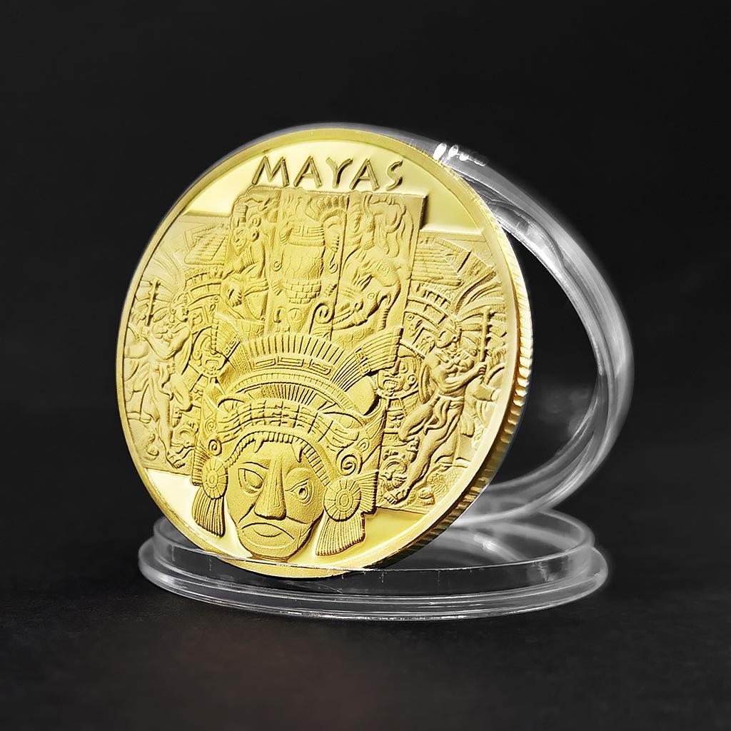 Mayan Calendar Commemorative Medal, Gold-plated Coin, Cultural Totem, Aztec Civilization Commemorative Coin, Creative Coin