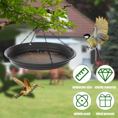 2Pcs 12.8" Bird Feeding Dish Tray Garden Platform Bird Feeder Plastic Bird Water Bowl Hanging Bird Bath for Garden Patio Tree