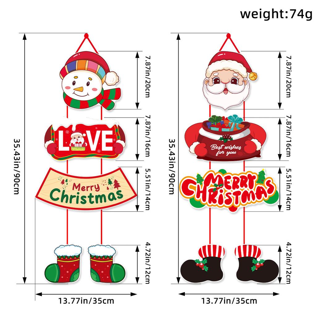 Christmas Door Hanging/Holiday Decoration Couplets Santa Claus Snowman Door Curtain Hanging Decorations Party Supplies, Suitable for Birty,