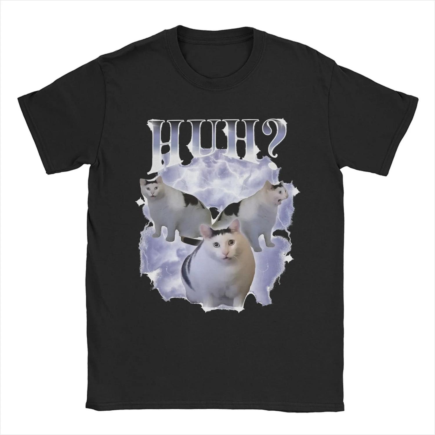 

Men s T-Shirts Huh Cat Chonky Ben Meme 90s Bootleg Novelty Pure Cotton Tees Short Sleeve T Shirt Round Neck Clothes Unique S чёрный