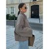Wool Blend Short Coat Lapel Jacket Women Autumn Fashion Single Breasted Long Sleeved Cuff Buttons High Street Outerwear