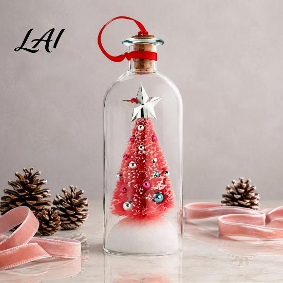 Glass Snow Decoration Recordable Christmas Message in A Bottle Voice Recording Holiday Keepsake with Exchange Gift Ideas Playback Cork Snowy