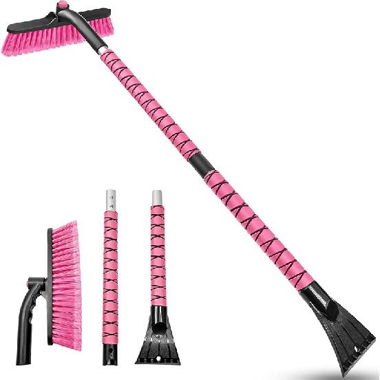 HEEYA Ice Scraper With 12.6 Inch Large Brush Head, Extendable Ice Scraper And Snow Brush For Car Windshield Window, Portable Car Scraper Snow Brush