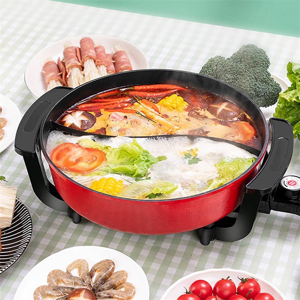 1300W 6L Hotpot Stainless Steel Electric Hot Soup Pots Non Stick Smokeless Home Kitchen Cookware Twin Divided Shabu Pot