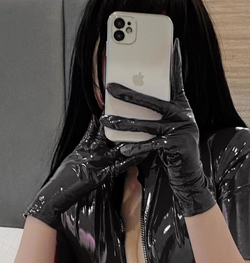 Sexy Bandage High Cut Bodysuit Zipper Open Crotch Hollow Out Sexy Tight PU Faux Leather Latex Oil Shiny Cosplay Stage Leotard