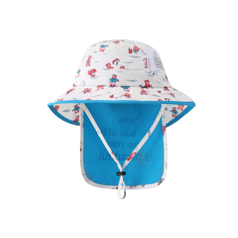 Summer Kids Sun Hats Cute Cartoon Drawstring Adjustable Boy Girl Fisherman Caps Casual Children Sunscreen Bucket Hats
