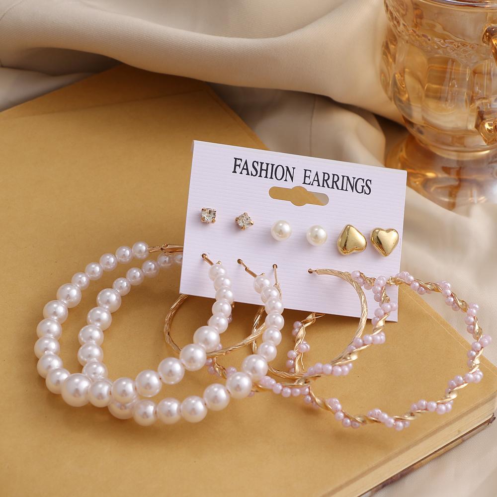 Retro Temperament Karte Ohrring Set Geometrische Ohrringe Sanfte Mode Einfache Ohrringe