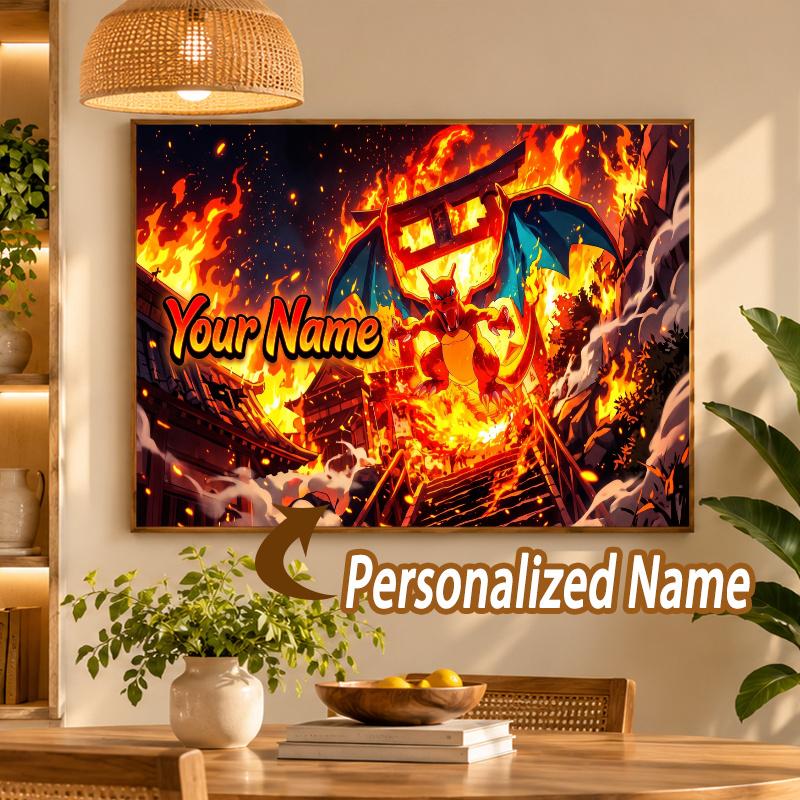 Charizard Custom Name Diamond Painting Personalized 5D Full Drill DIY Diamond Art Home Decor