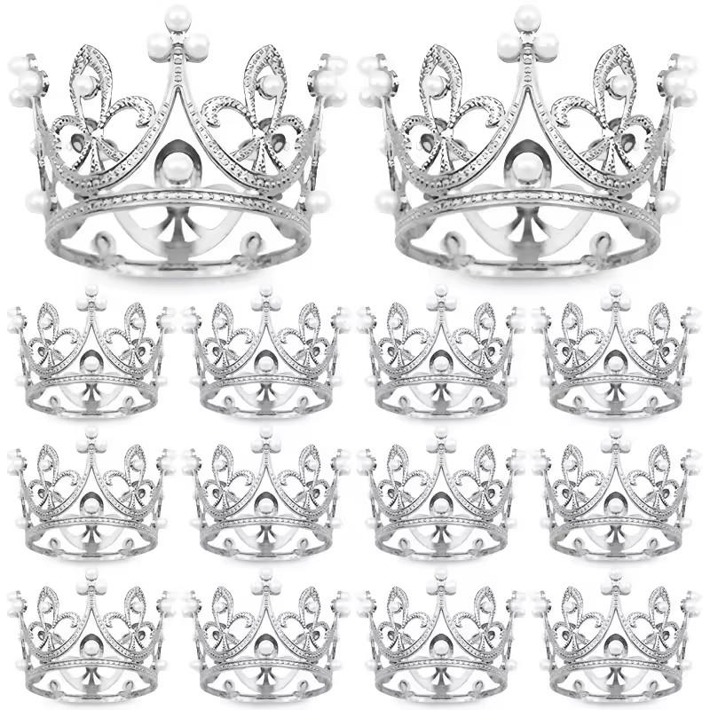 

Mini Pearl Crown Cake Decoration Cupcake Topper Kids Hair Ornaments DIY Cake Baking Decoration For Wedding Birthday Party Decor 1PC серебряный