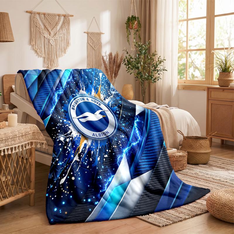 Brighton & Hove Albion Football Print Flannel Blanket Soft Warm Sofa Bed Throw Blanket For Home Office Bedroom